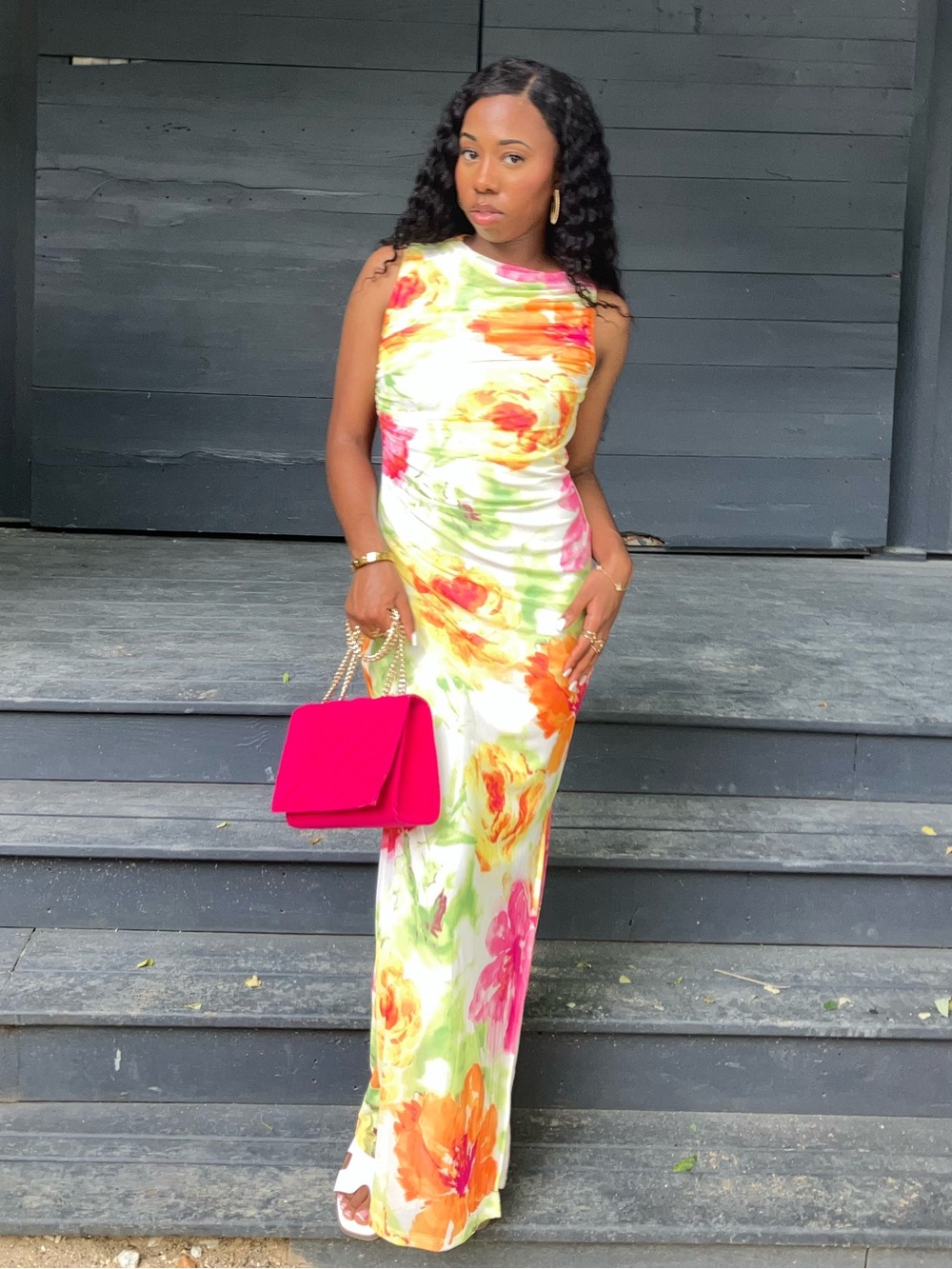 Haute Monde light green and cream floral dress